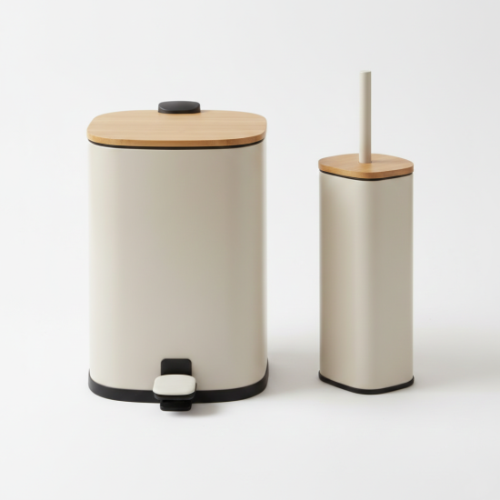 Trash Can & Toilet Brush Set